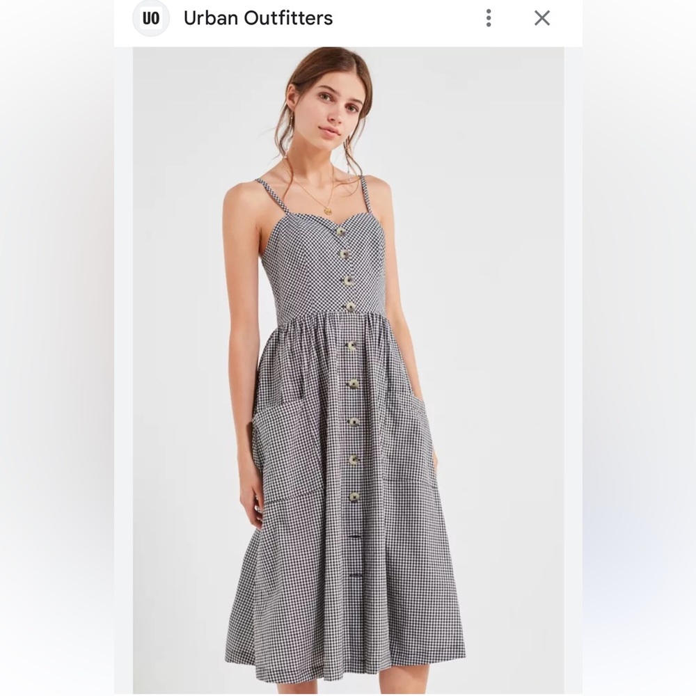 BDG / Cooperative Emilia Black and White Gingham Button-Front Midi Dress - Picture 3 of 9